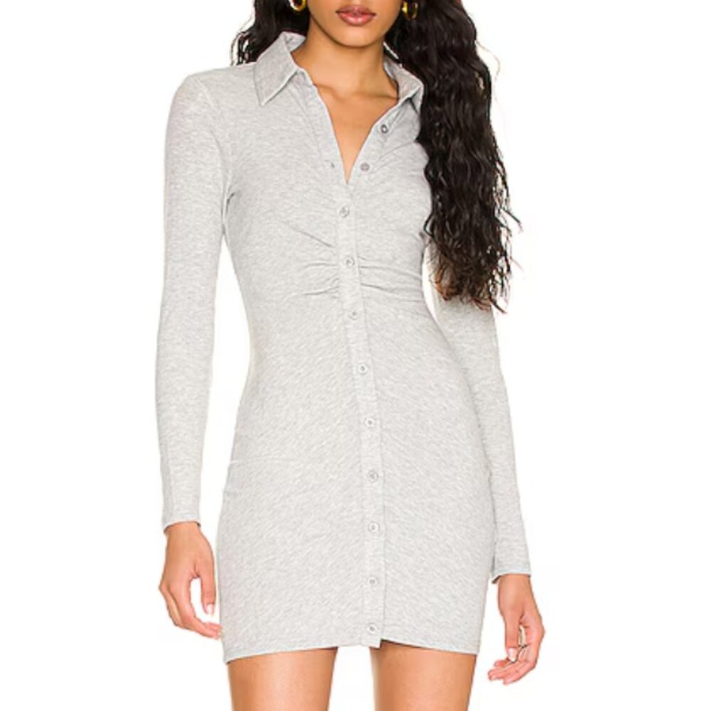 Superdown Ramona Ruched Dress Heather Grey Size Small